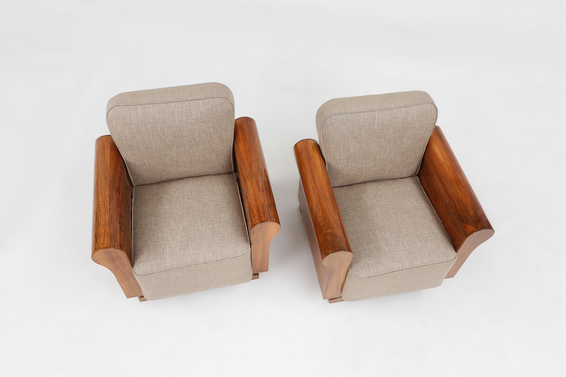 Set of 2 Art Deco Armchairs in Walnut Veneer, France 1930sthumbnail
